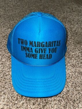 Blue Trucker Hat with Bold Text